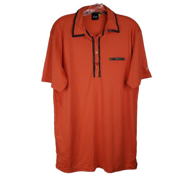 Sligo Golf Polo Shirt Men's M ? Orange Logo Collared Short Sleeve Contrast Trim - Picture 2 of 7